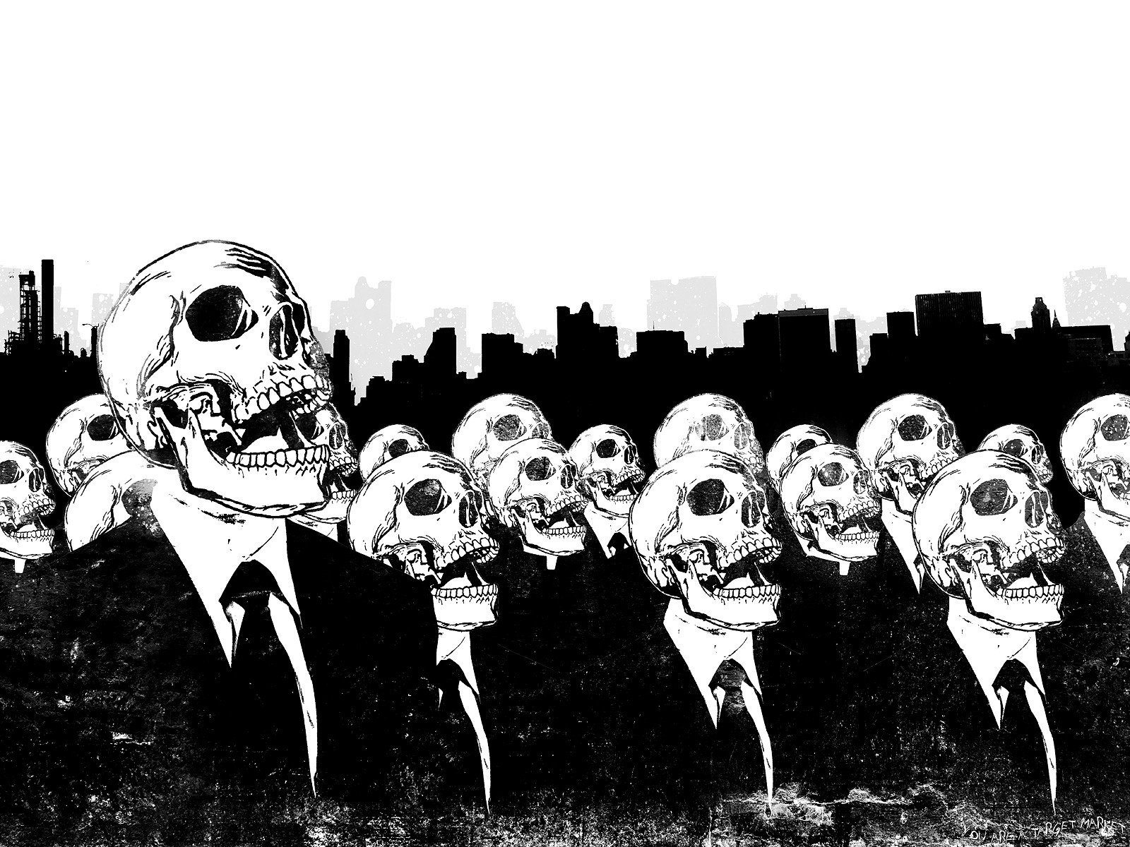 skull, Grunge, Artwork, Alex Cherry, Suits, Skyline Wallpaper