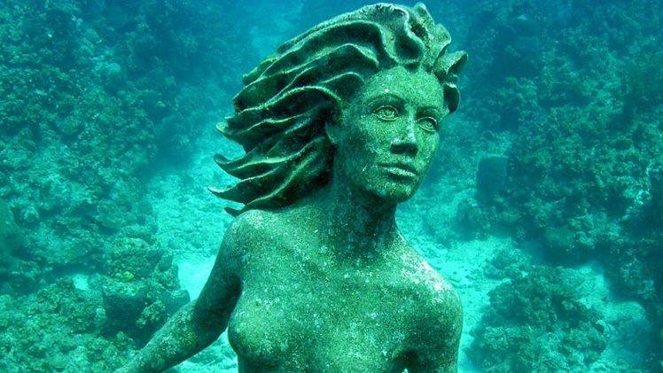 statue, Underwater HD Wallpaper Desktop Background