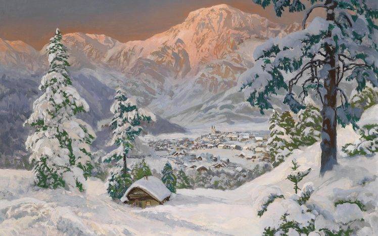 snow, Artwork, Switzerland HD Wallpaper Desktop Background
