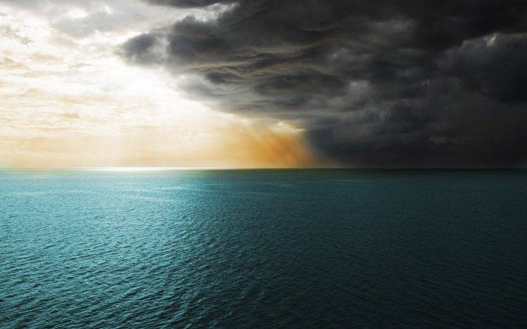 sea, Clouds, Sky, Blue, Gray HD Wallpaper Desktop Background