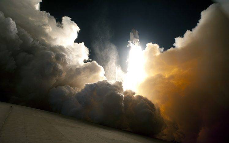 clouds, Rockets, Take off, Smoke HD Wallpaper Desktop Background