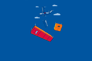 threadless, Tetris, Airplane, Clouds, Blue