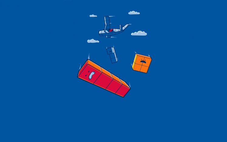 threadless, Tetris, Airplane, Clouds, Blue HD Wallpaper Desktop Background