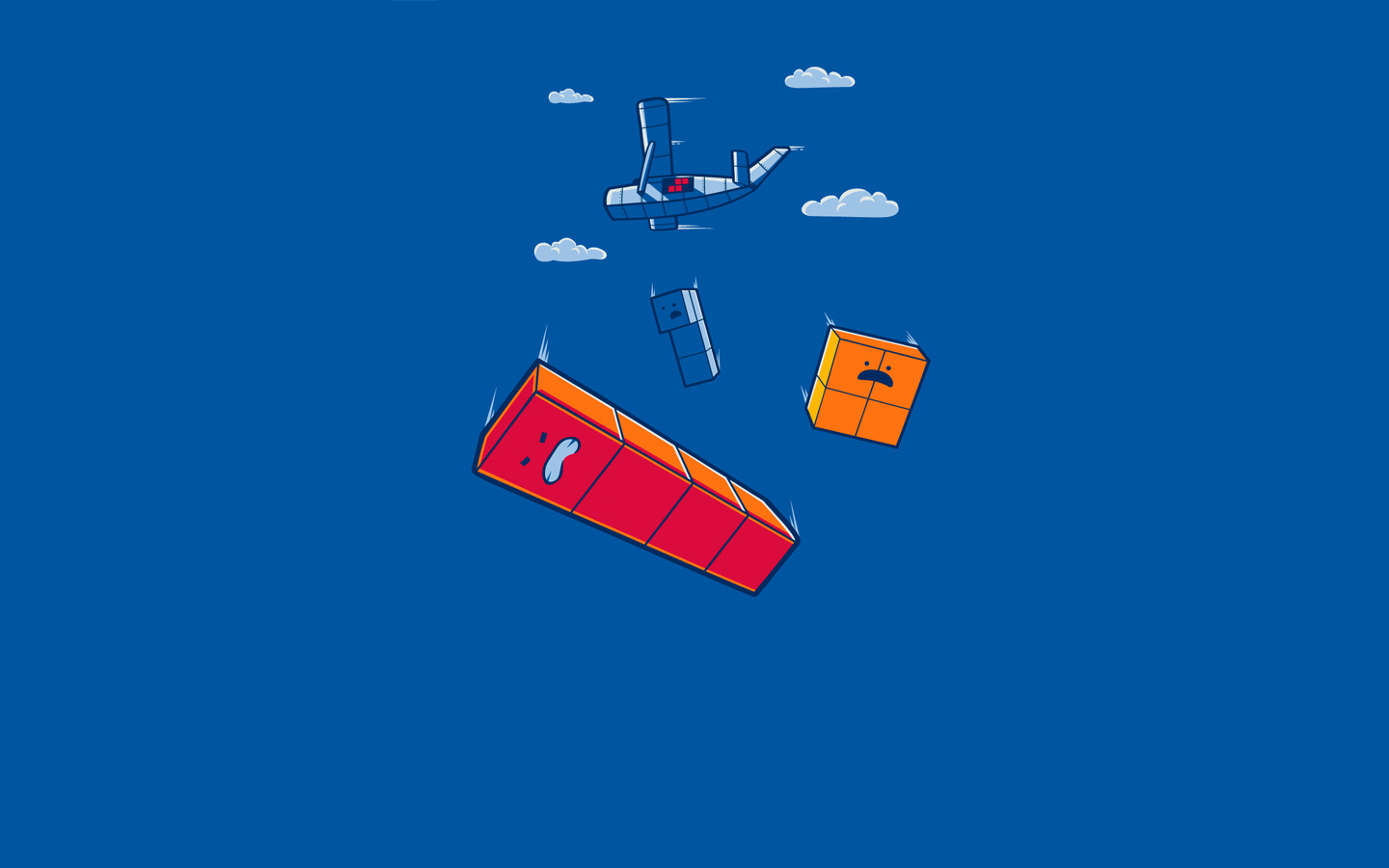 threadless, Tetris, Airplane, Clouds, Blue Wallpaper