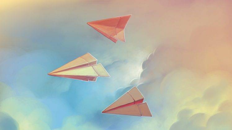 paper, Artwork, Sky, Clouds, Paperplanes HD Wallpaper Desktop Background