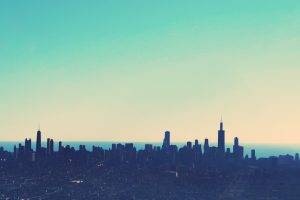 simple, Sky, Blue, Chicago, Skyline