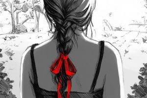 drawing, Women, Red, Selective Coloring