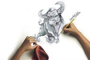 drawing, Artwork, Bulls