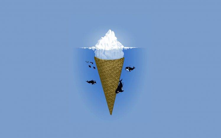 artwork, Ice Cream, Sea, Iceberg, Simple, Minimalism HD Wallpaper Desktop Background