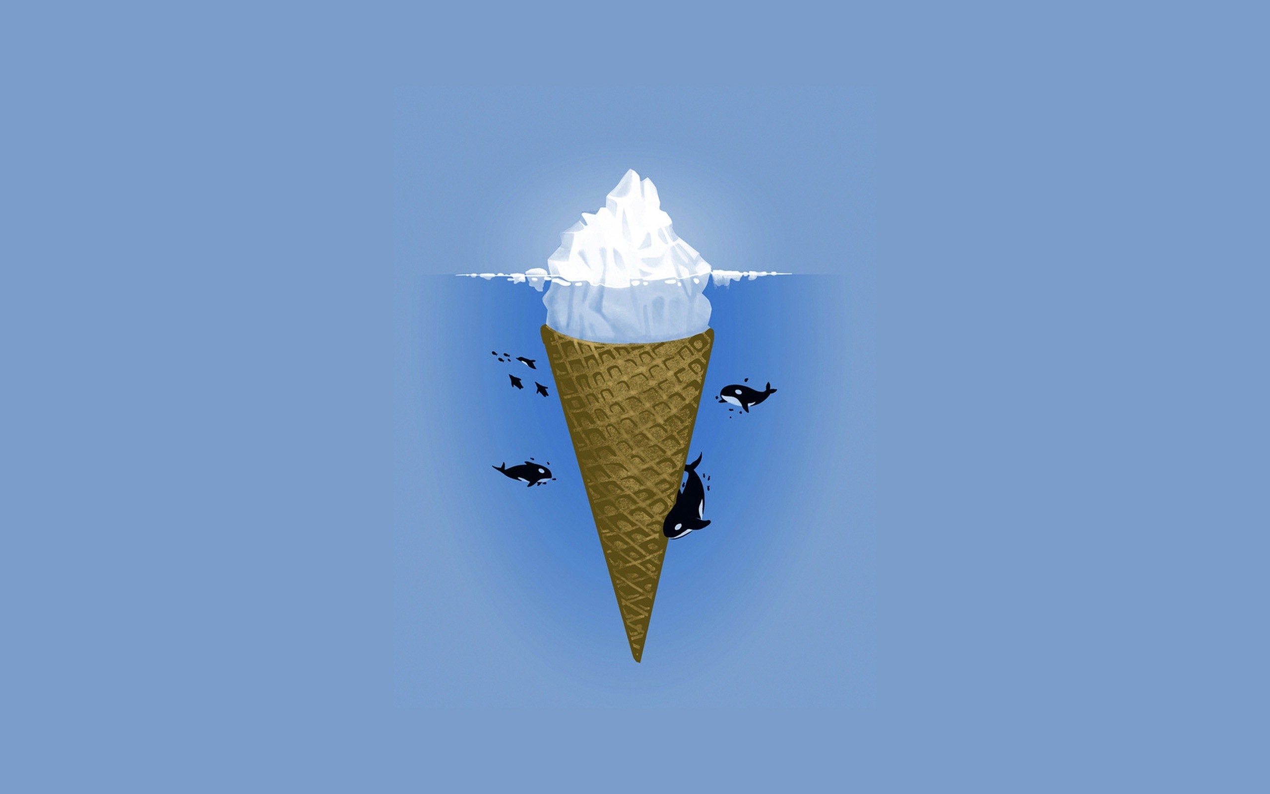 artwork, Ice Cream, Sea, Iceberg, Simple, Minimalism Wallpaper
