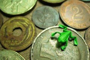 origami, Frog, Coins