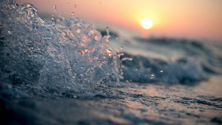 photography, Water, Waves, Sunset, Macro HD Wallpaper Desktop Background