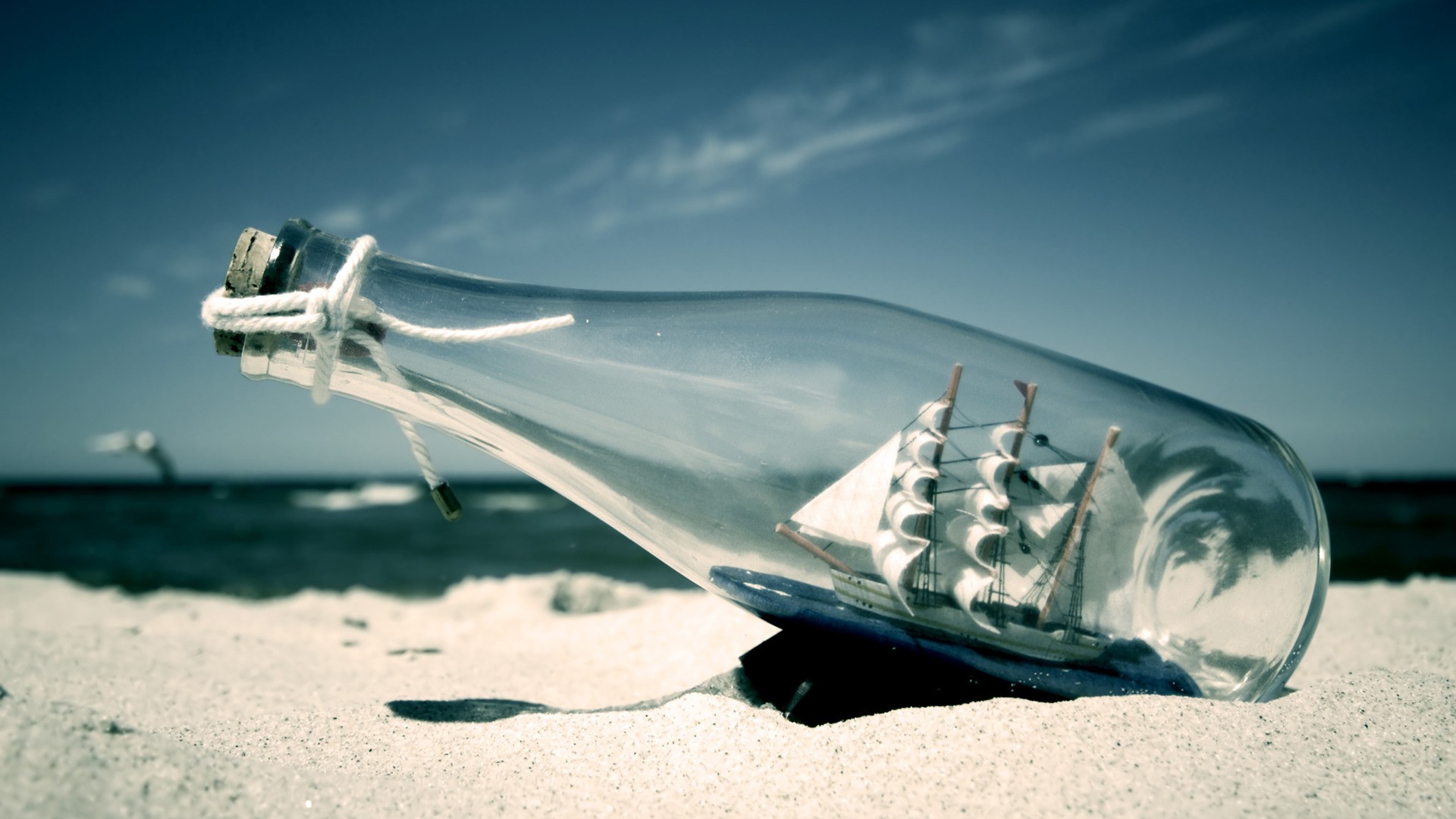 photography, Bottles, Ship, Sand, Sea Wallpaper