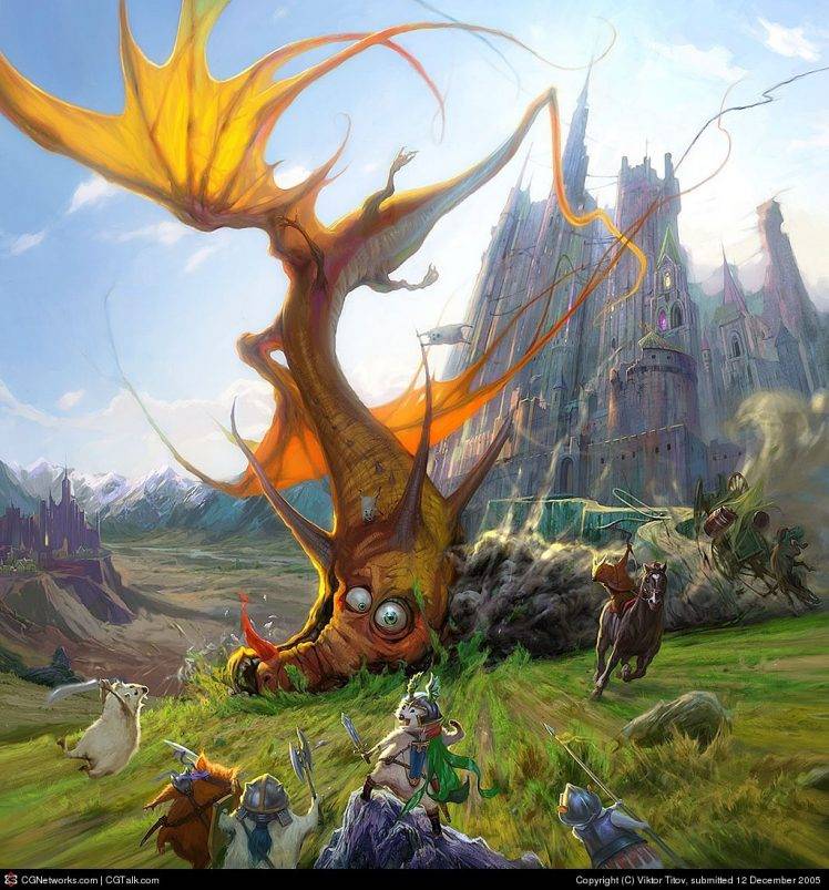 dragon, Castle HD Wallpaper Desktop Background