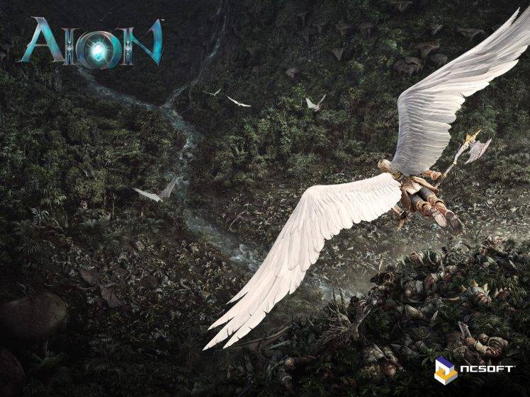 Aion, Angel, War, Forest HD Wallpaper Desktop Background