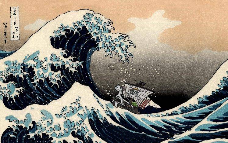 One Piece, Monkey D. Luffy, Hokusai, Waves, The Great Wave Off Kanagawa HD Wallpaper Desktop Background