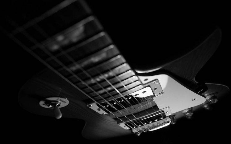 guitar, Monochrome HD Wallpaper Desktop Background