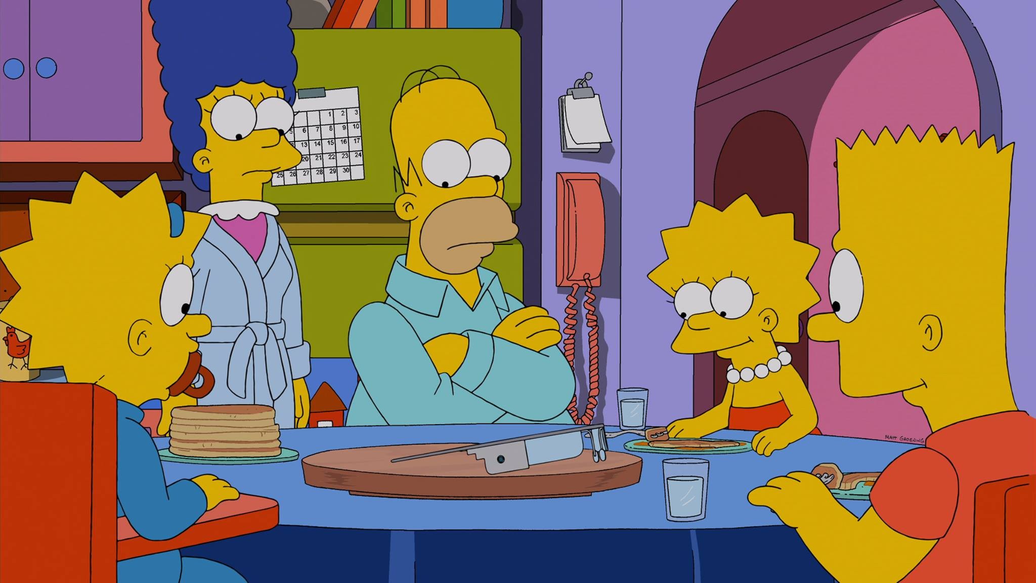 glass, Lisa Simpson, Bart Simpson, Maggie Simpson, Marge Simpson, Homer Simpson Wallpaper