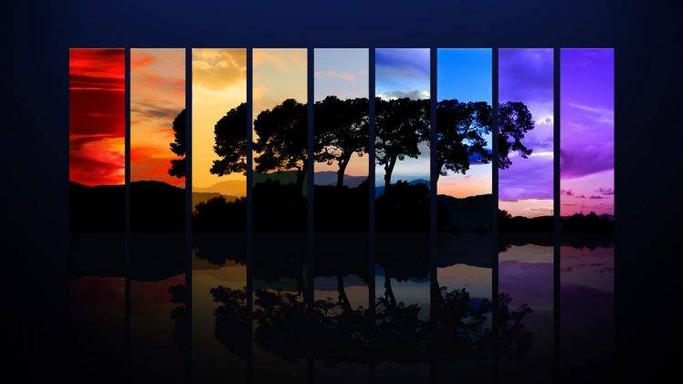 trees, Colorful, Panels HD Wallpaper Desktop Background