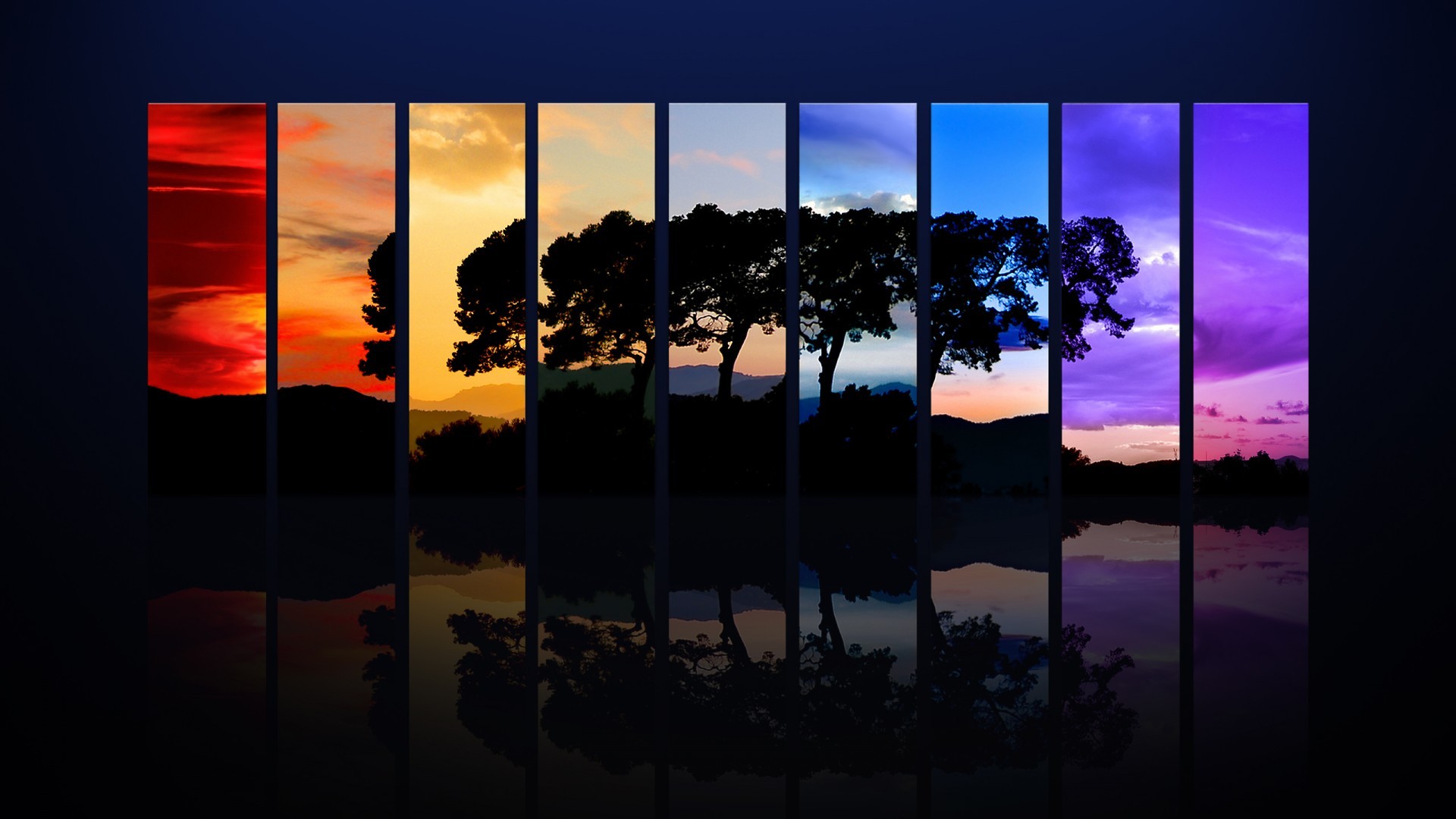 trees, Colorful, Panels Wallpaper