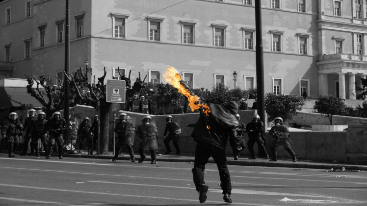 riots, Colorized Photos, Police, Molotov HD Wallpaper Desktop Background