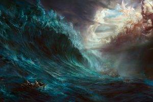 boat, War, Sea, Waves, Storm, Ship, Magic