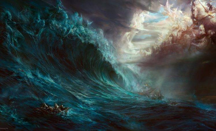 boat, War, Sea, Waves, Storm, Ship, Magic HD Wallpaper Desktop Background
