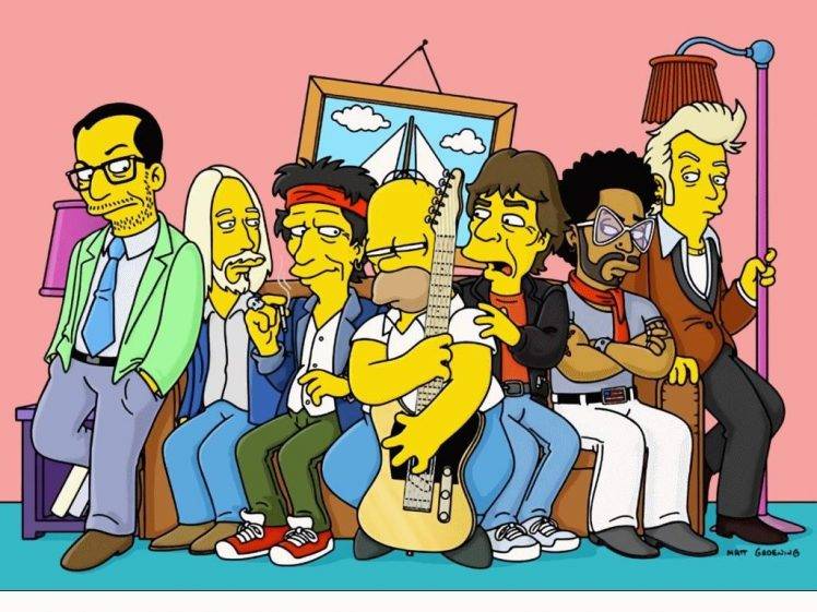 The Simpsons, Rolling Stones, Lenny Kravitz, Homer Simpson HD Wallpaper Desktop Background