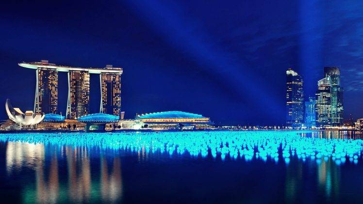 building, Marina Bay, Lights, Glowing HD Wallpaper Desktop Background