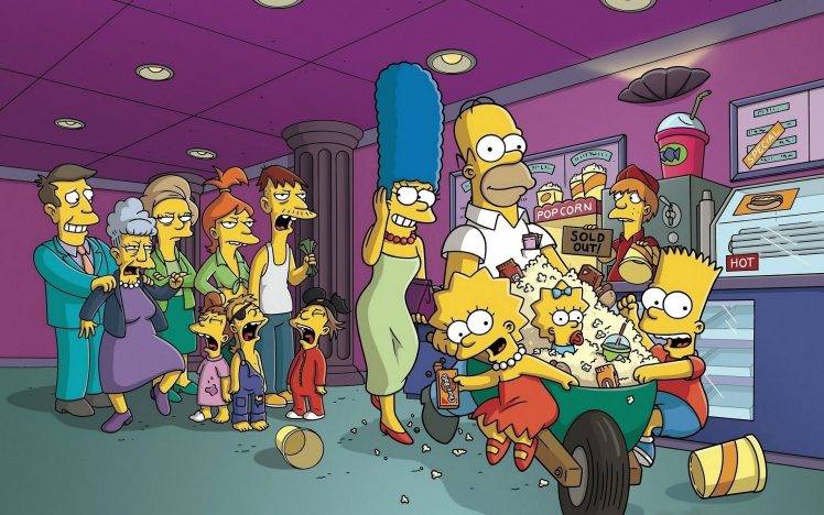 Homer Simpson, Marge Simpson, Lisa Simpson, Bart Simpson, Maggie Simpson HD Wallpaper Desktop Background