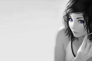 selective Coloring, Headsets, Purple Eyes, Simple Background, Animation
