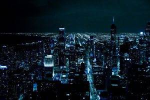 lights, Blue, Night, Chicago