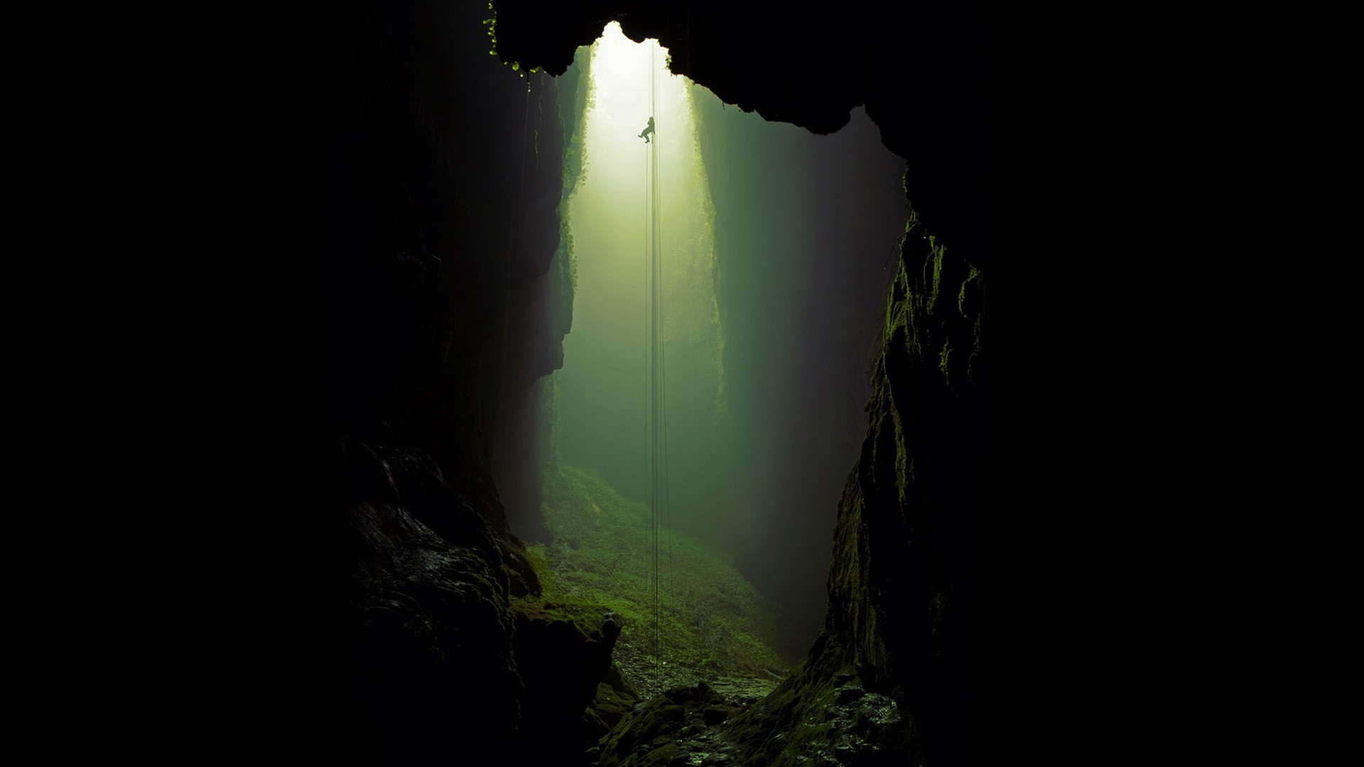 cave, Ropes, Climbing Wallpaper