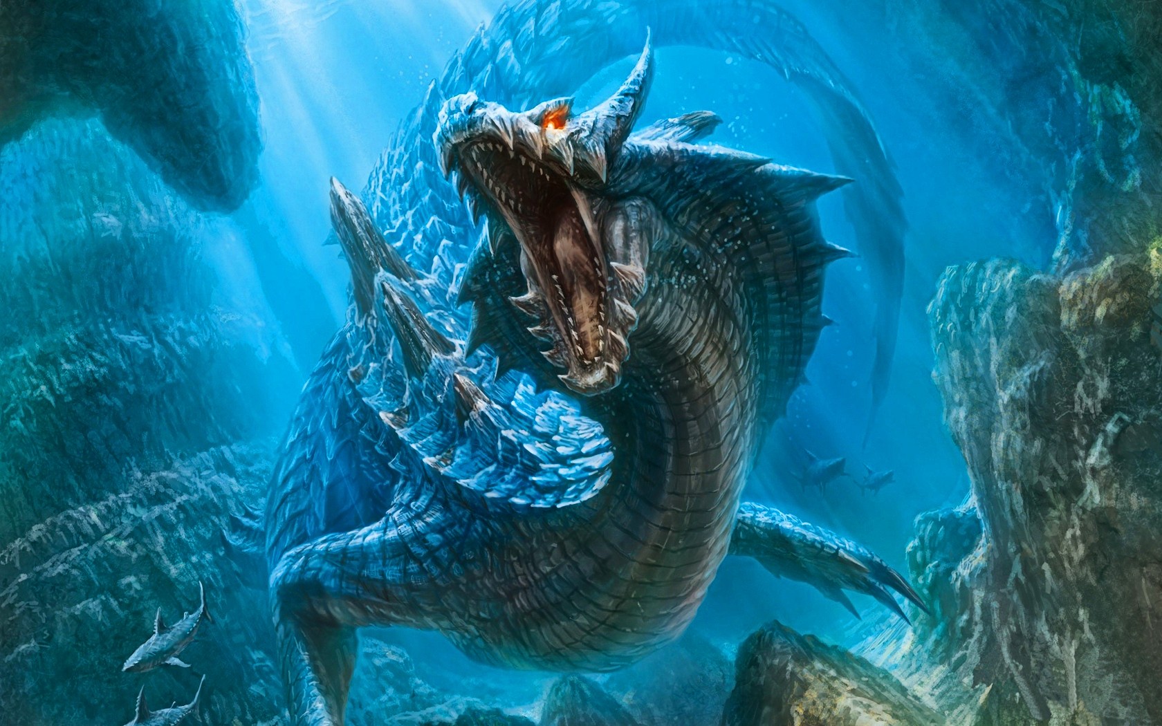 dragon, Sea, Water, Shark, Monster Hunter, Lagiacrus Wallpaper