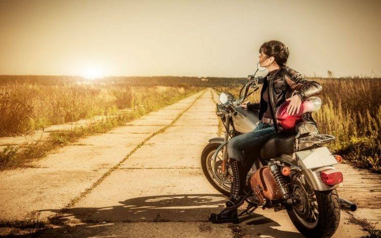 women, Motorcycle, Jeans HD Wallpaper Desktop Background