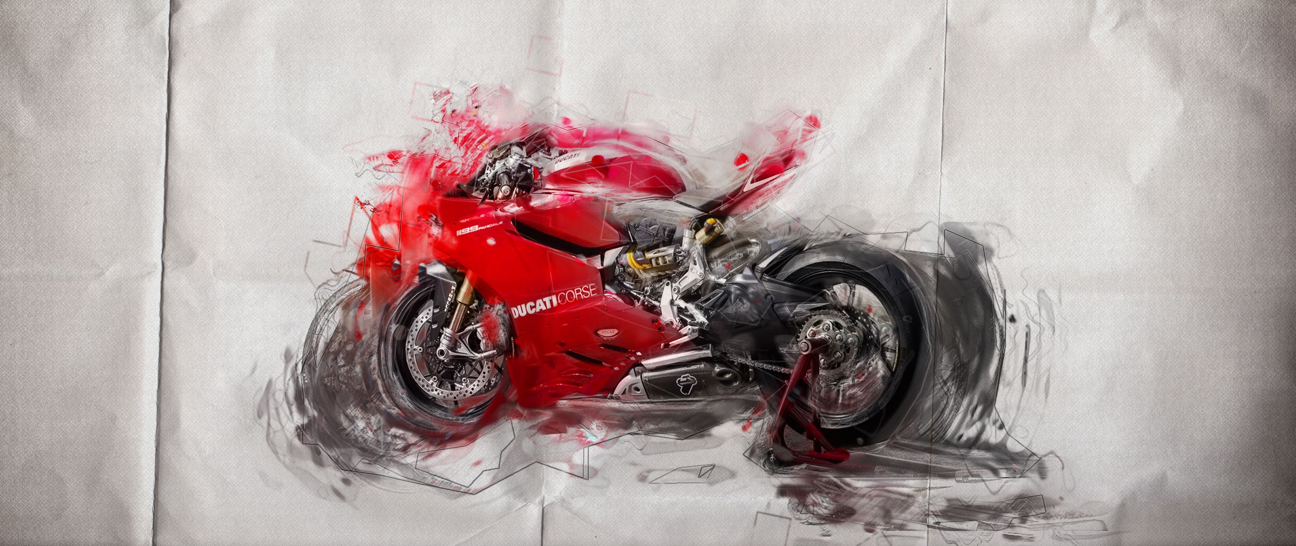 Ducati, Red, Paper, Brush Wallpaper