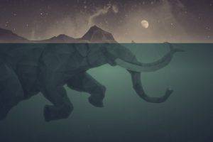 elephants, Water, Artwork