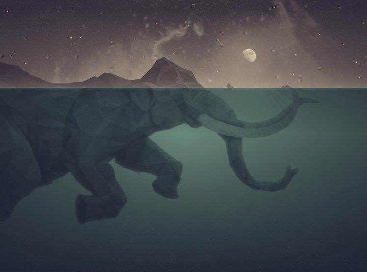 elephants, Water, Artwork HD Wallpaper Desktop Background