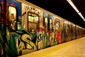 train, Graffiti, Train Station