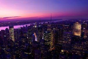 New York City, Sunset, City, Cityscape