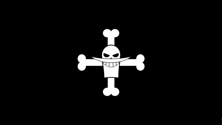 Marco Whitebeard Flag Jolly Roger Dark Black Background