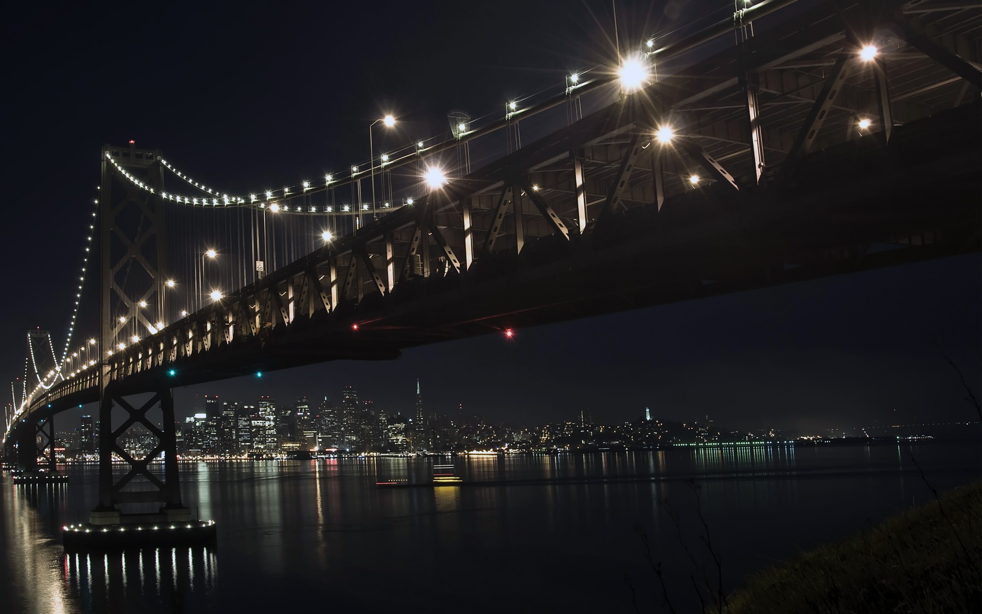night, Lights, Architecture, Bridge, Bay Bridge Wallpaper