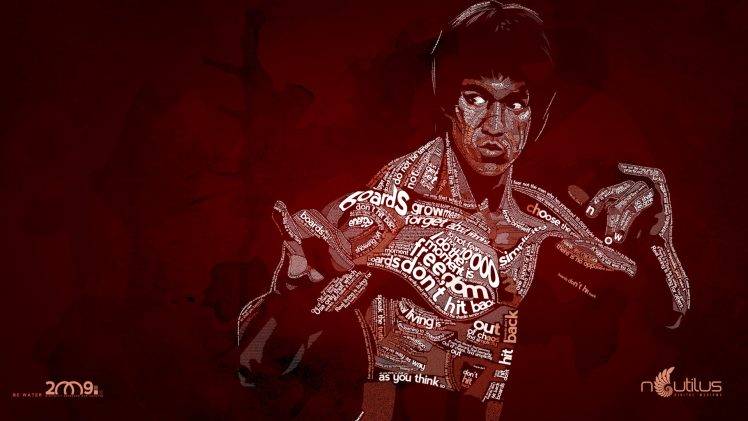 Bruce Lee, Chinese, Typographic Portraits HD Wallpaper Desktop Background