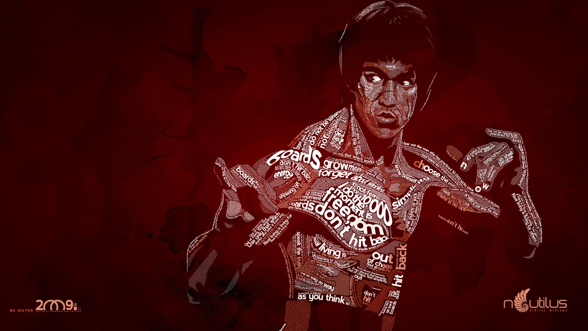Bruce Lee, Chinese, Typographic Portraits Wallpaper