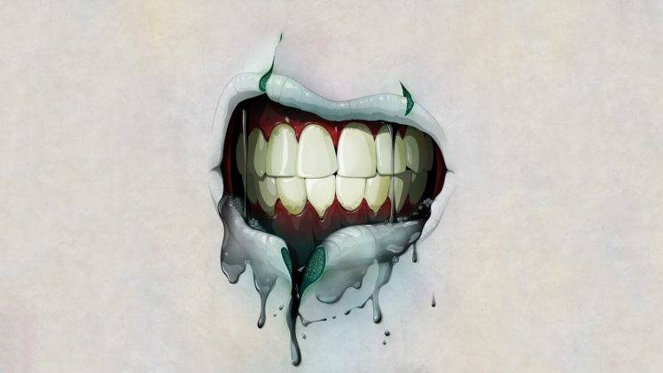 artwork, Mouths, Teeth, Joker, Green, Smirk HD Wallpaper Desktop Background