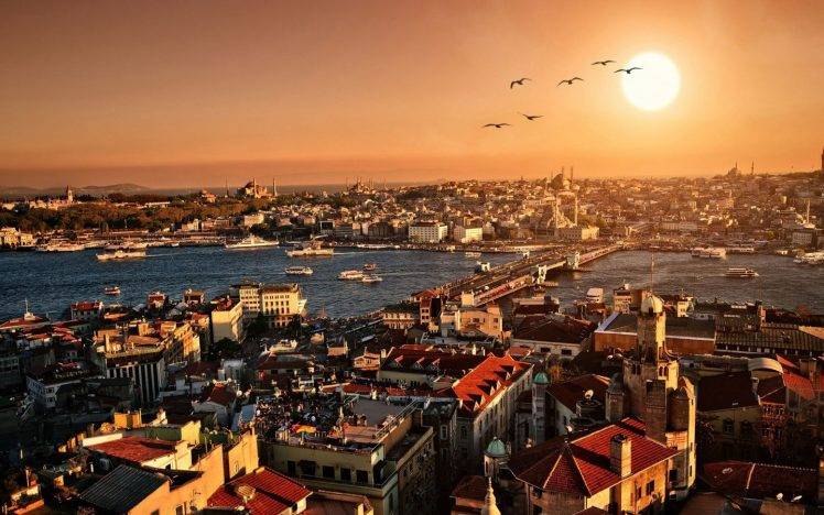 Istanbul, Turkey, Sunset HD Wallpaper Desktop Background