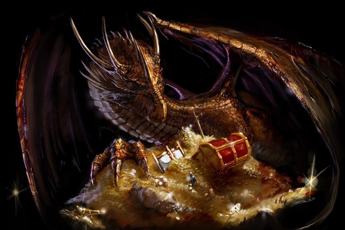 dragon, Gold Wallpaper