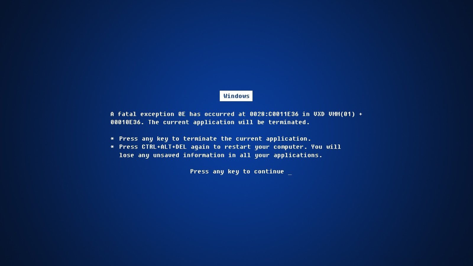Blue Screen Of Death Wallpaper
