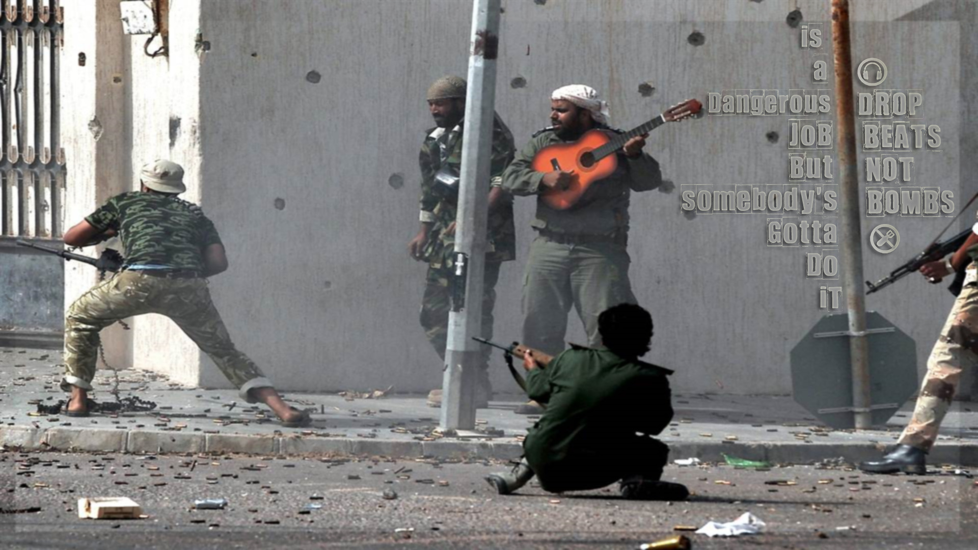 war, Ammunition, Camouflage, Guitar, Libya, Misruta Wallpaper