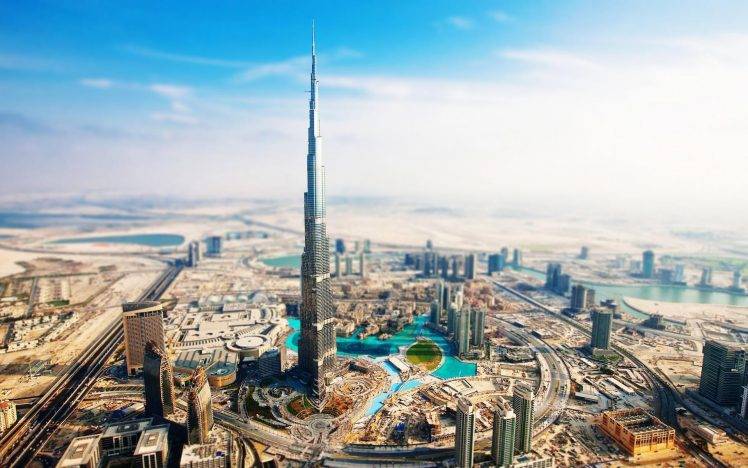 building, Abu Dhabi, Burj Khalifa, Dubai, Tilt Shift HD Wallpaper Desktop Background
